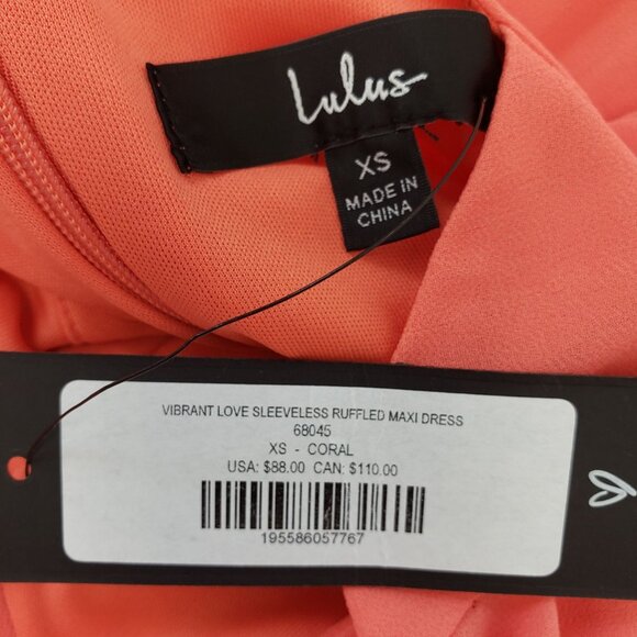 NWT Lulu's Vibrant Love Sleeveless Ruffled Maxi Dress in Coral Size XS - Picture 4 of 8